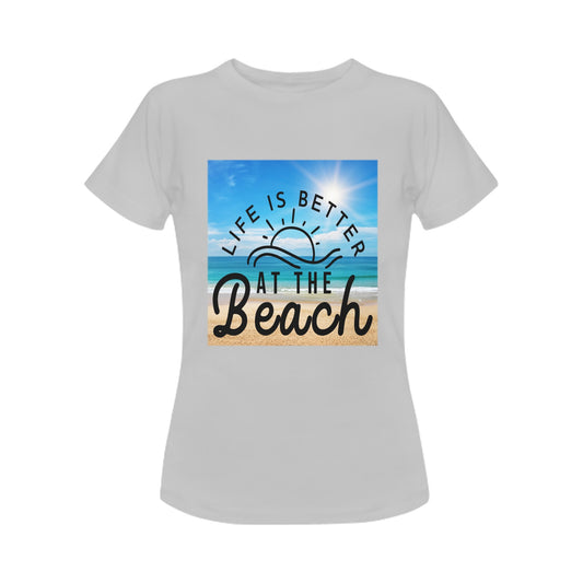 beautiful seascape and sun on blue sky beach women ts Women's T-Shirt in USA Size (Front Printing Only)