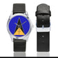 st lucia flag watch Unisex Silver-Tone Round Leather Watch (Model 216)