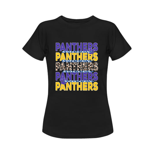 PanthersStackedLeopardPurpleGold soccer Women's T-Shirt in USA Size (Front Printing Only)